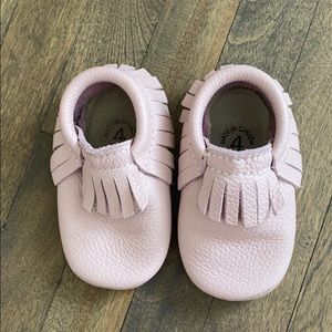 Mini Moc Pink Leather Moccasins